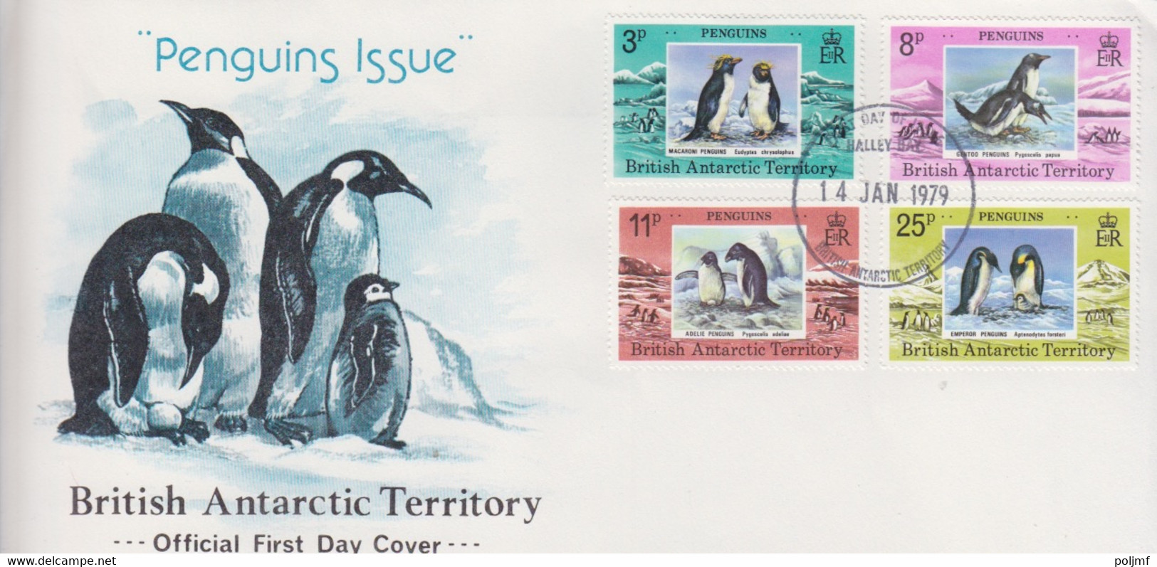 BAT, FDC (Penguins Issue) Obl. Halley Bay Le 14 JAN 79 Sur TP N° 78 à 81 - FDC