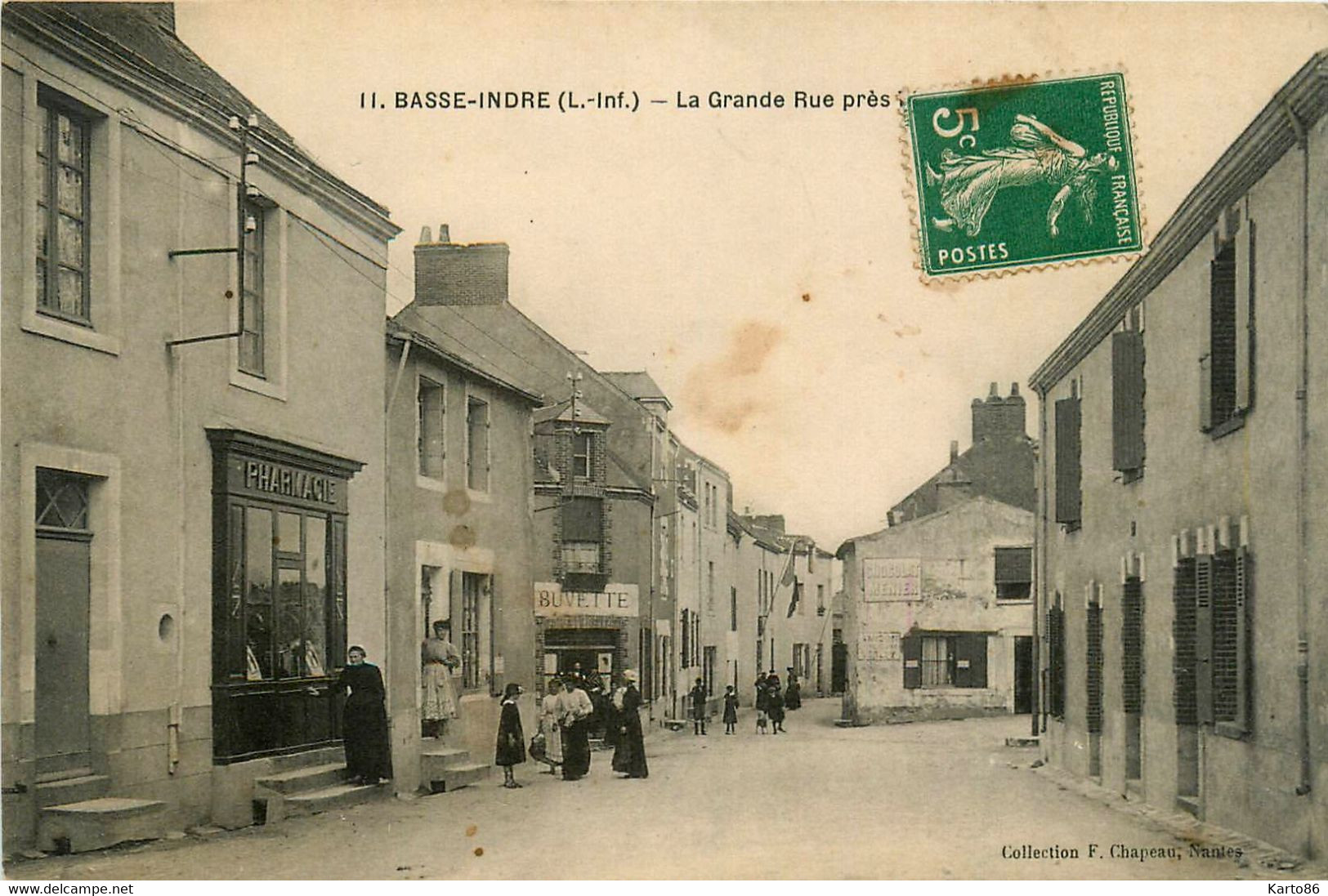 Basse Indre * La Grande Rue * Pharmacie * Buvette * Villageois - Basse-Indre