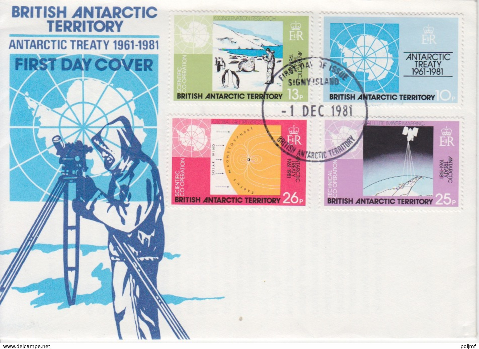 BAT, FDC (Antarctic Treaty 61-81) Obl. Signy Is. Le 1 DE 81 Sur TP N° 101 à 104 - FDC