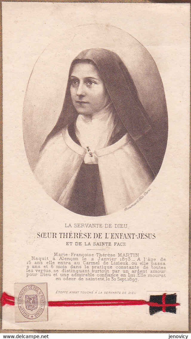 PIEUSE LA SERVANTE DE DIEU SOEUR THERESE DE L'ENFANT JESUS ET DE LA SAINTE FACE DETAILA VOIR !!!    REF 69663 - Devotieprenten