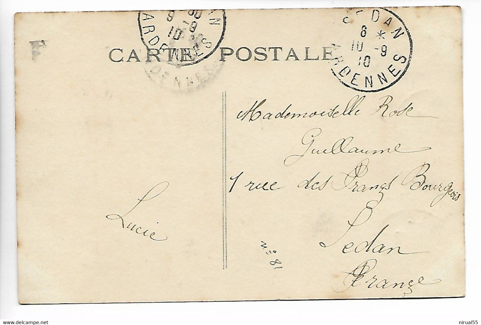 FLORENVILLE Belgique Bel Affranchissement De 5 Timbres 1c N° 81 Pour Sedan 1910     ...G - Rural Post