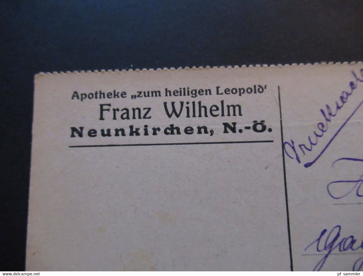 Österreich 1918 Deutsch-Österreich Nr. 228 EF Drucksache Apotheke Zum Heiligen Leopold Franz Wilhelm Neunkirchen N.Ö. - Cartas & Documentos