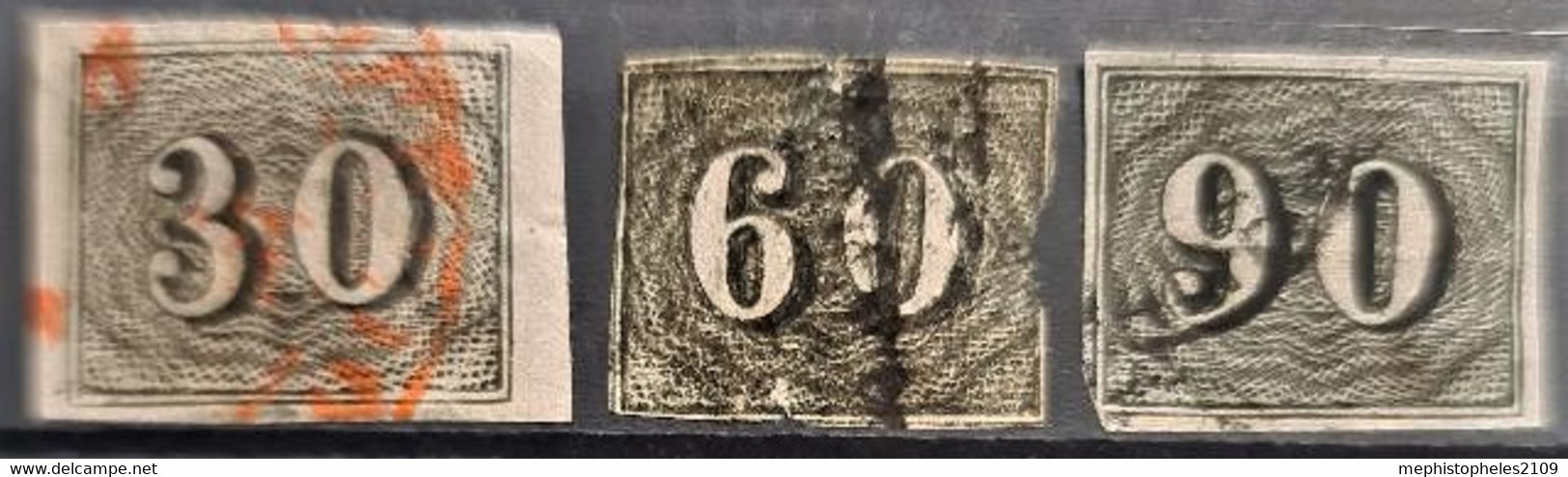 BRASIL 1850 - Canceled - Sc# 23, 24, 25 - Used Stamps