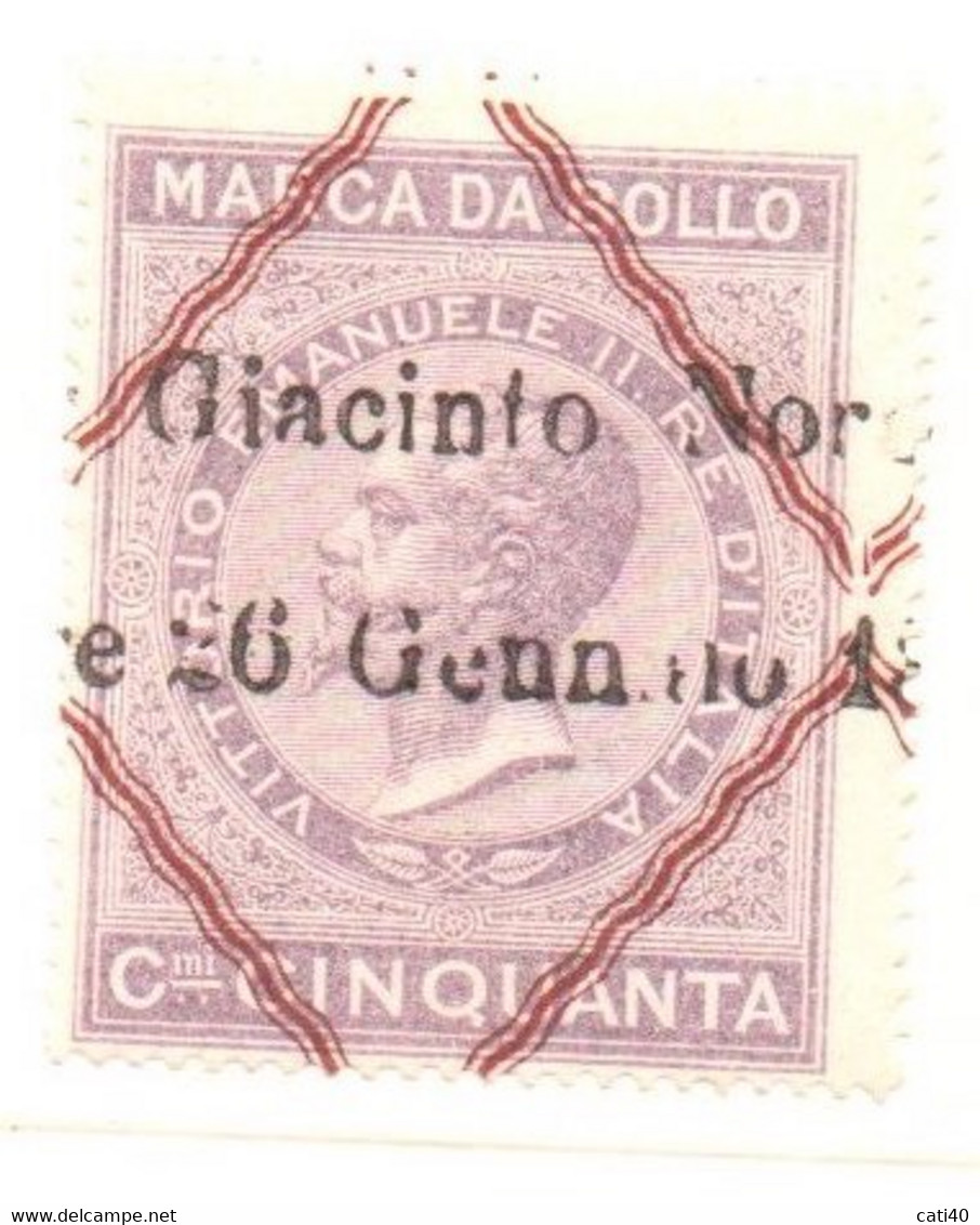 MARCA DA BOLLO  1871 CON LOSANGHE 50 C.  CON ANNULLO TIPOGRAFICO - Revenue Stamps