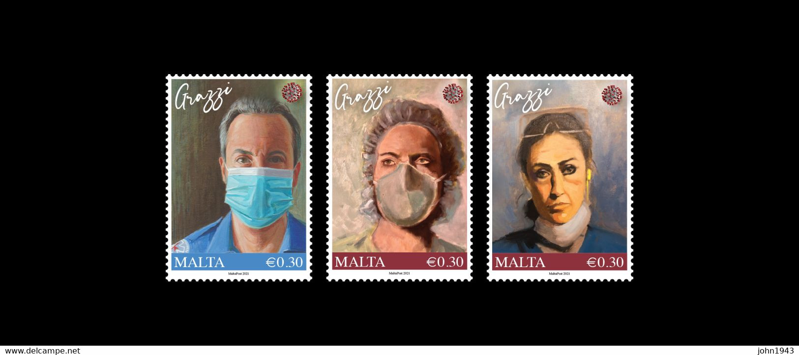 2021 Malta " Malta Healthcare Heroes " Set Of Three Stamps SG Nos 2159/2161 VF - Malta