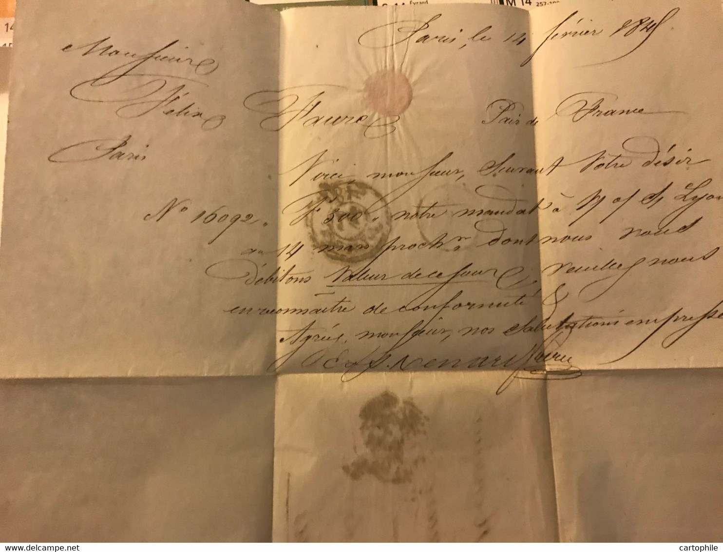 Lettre De 1845 écrite à Félix Faure Pair De France à Paris - Manuscrits