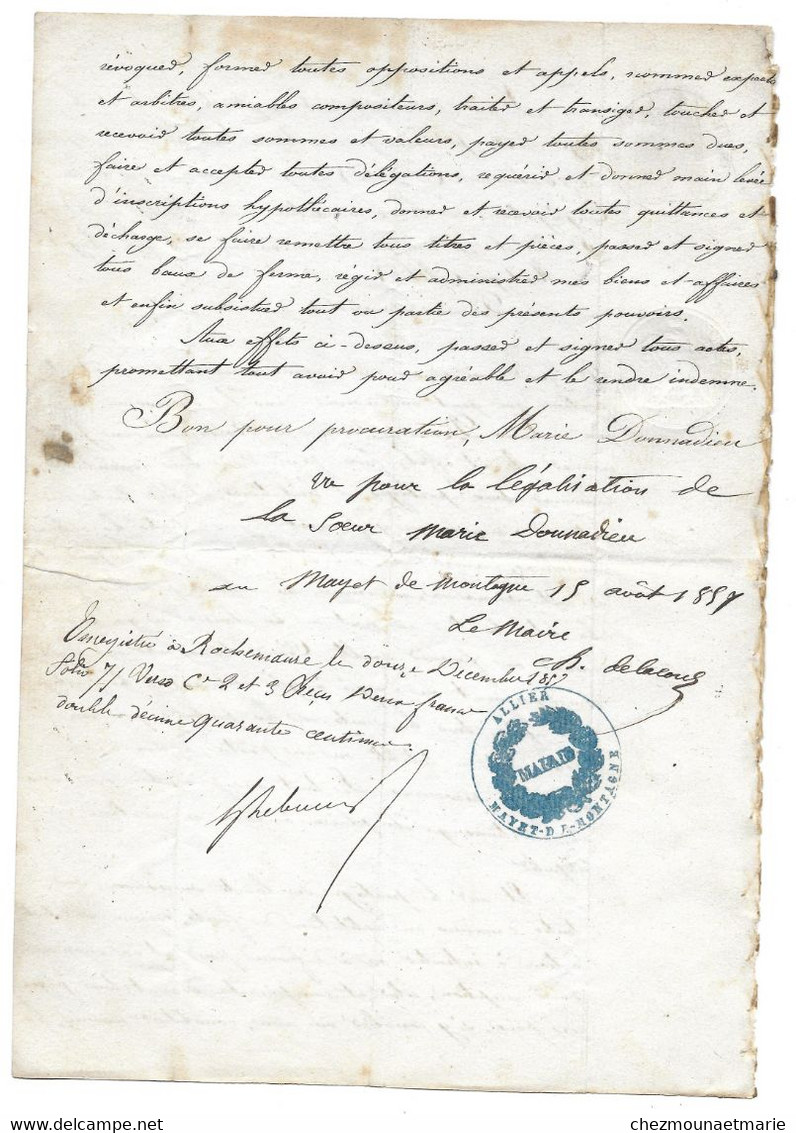 1857 - SOEUR DONNADIEU MARIE DE LA CONGREGATION DE LA PRESENTATION DE MARIE BOURG ST ANDEOL - ACTE DE PROCURATION - Documents Historiques
