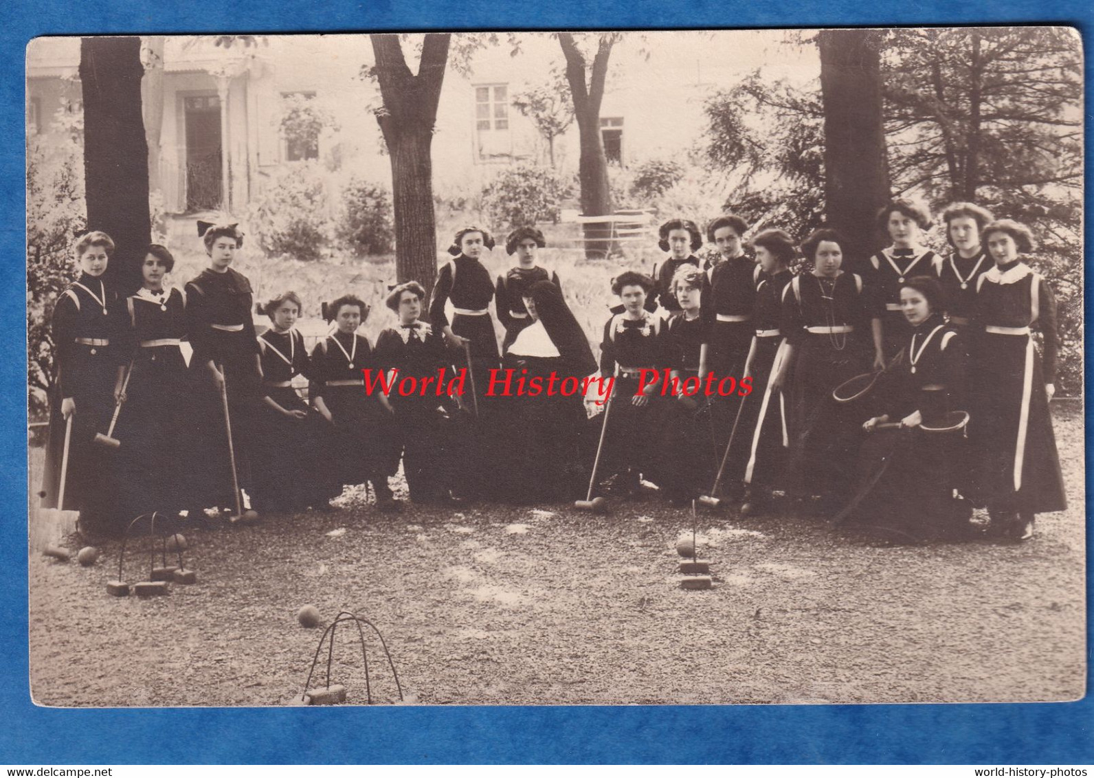 CPA Photo - STRASBOURG ? - Ecole à Situer - Portrait De Jeune Fille - Partie De Croquet - Famille Henri RENN Louise RENN - Otros & Sin Clasificación