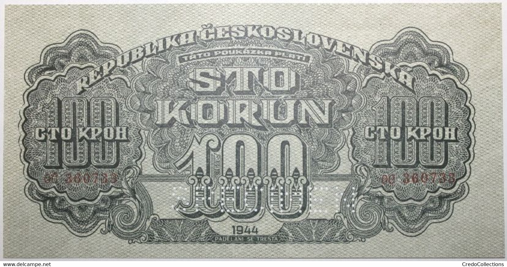 Tchécoslovaquie - 100 Korun - 1944 - PICK 48s - SPL - Tschechoslowakei