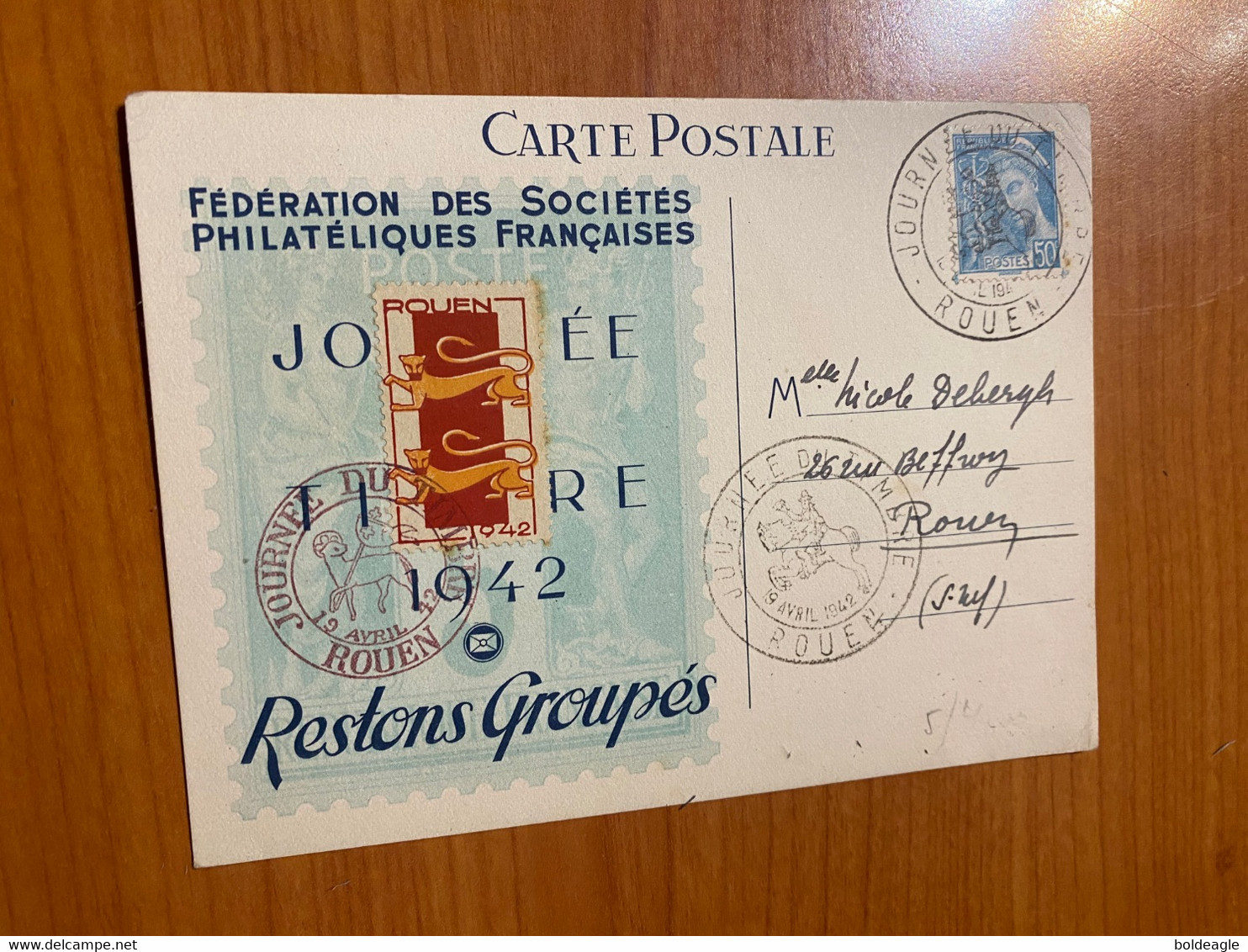 Carte - Journée Du Timbre Rouen 1942 - Other & Unclassified