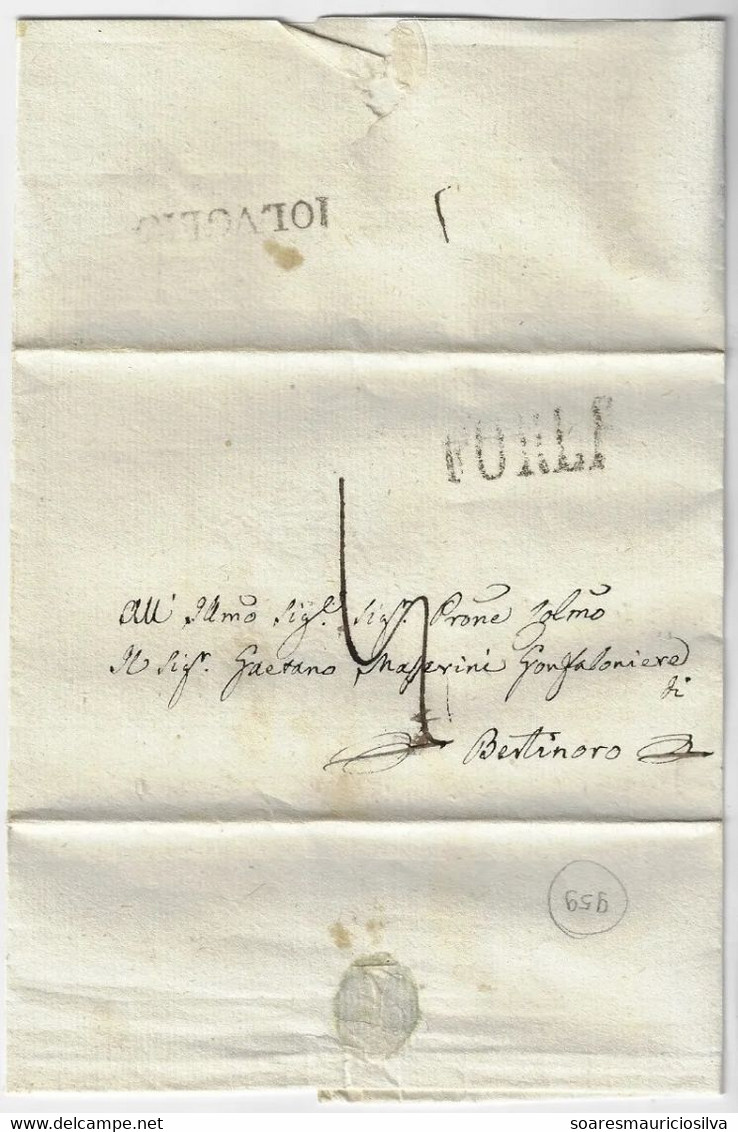 Italy Papal States Vatican 1844 Fold Cover From Forli To Bertinoro Postmark - ...-1929 Préphilatélie