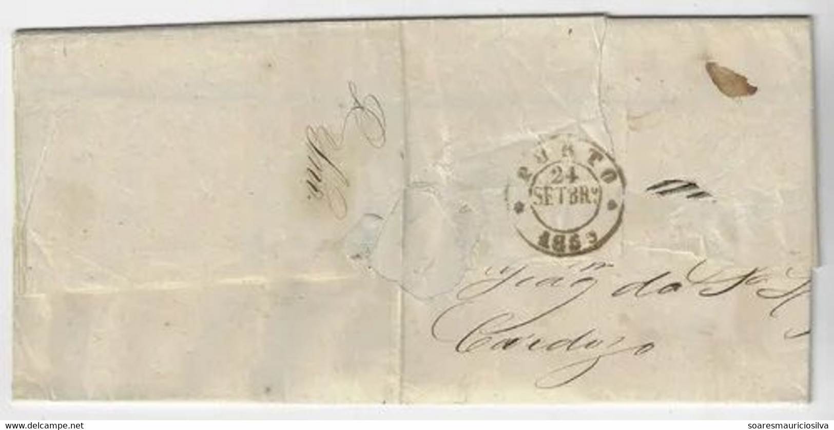 Portugal 1859 Fold Cover From Braga To Porto Postmark - Autres & Non Classés