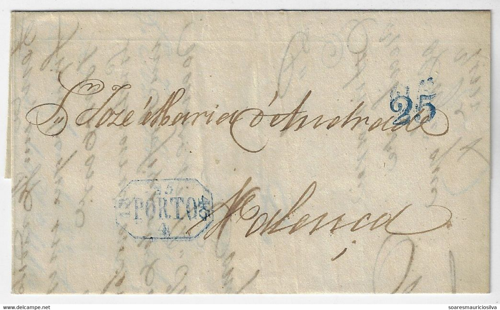 Portugal 1843 Fold Cover From Porto To Valença Postmark Rate 25 - ...-1853 Prefilatelia