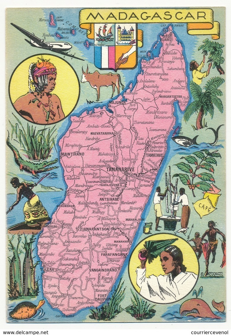 CPSM - MADAGASCAR - Carte Géographique De L'Ile - Ed Blondel La Rougery - Madagascar