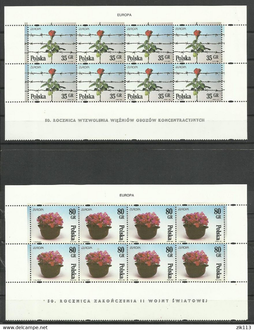 Poland 1995 - Europa Cept, Concentration Camps, Flowers, MNH - Autres & Non Classés