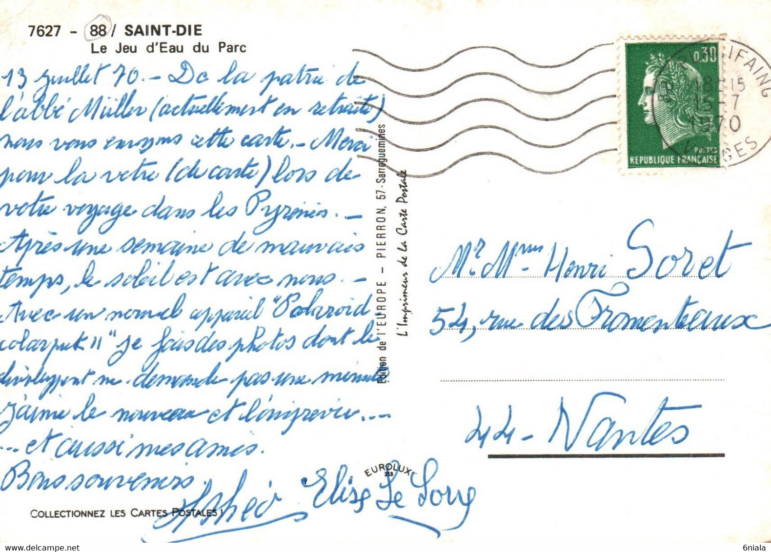 6352 Carte Postale SAINT DIE Le Jeu D Eau Du Parc   (scan Recto-verso) 88 Vosges - Saint Die
