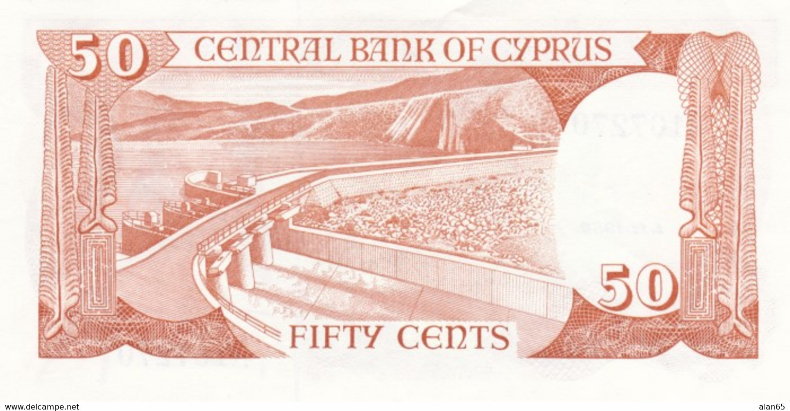 Cyprus #52, 50 Cents EF+ Banknote Currency - Cyprus