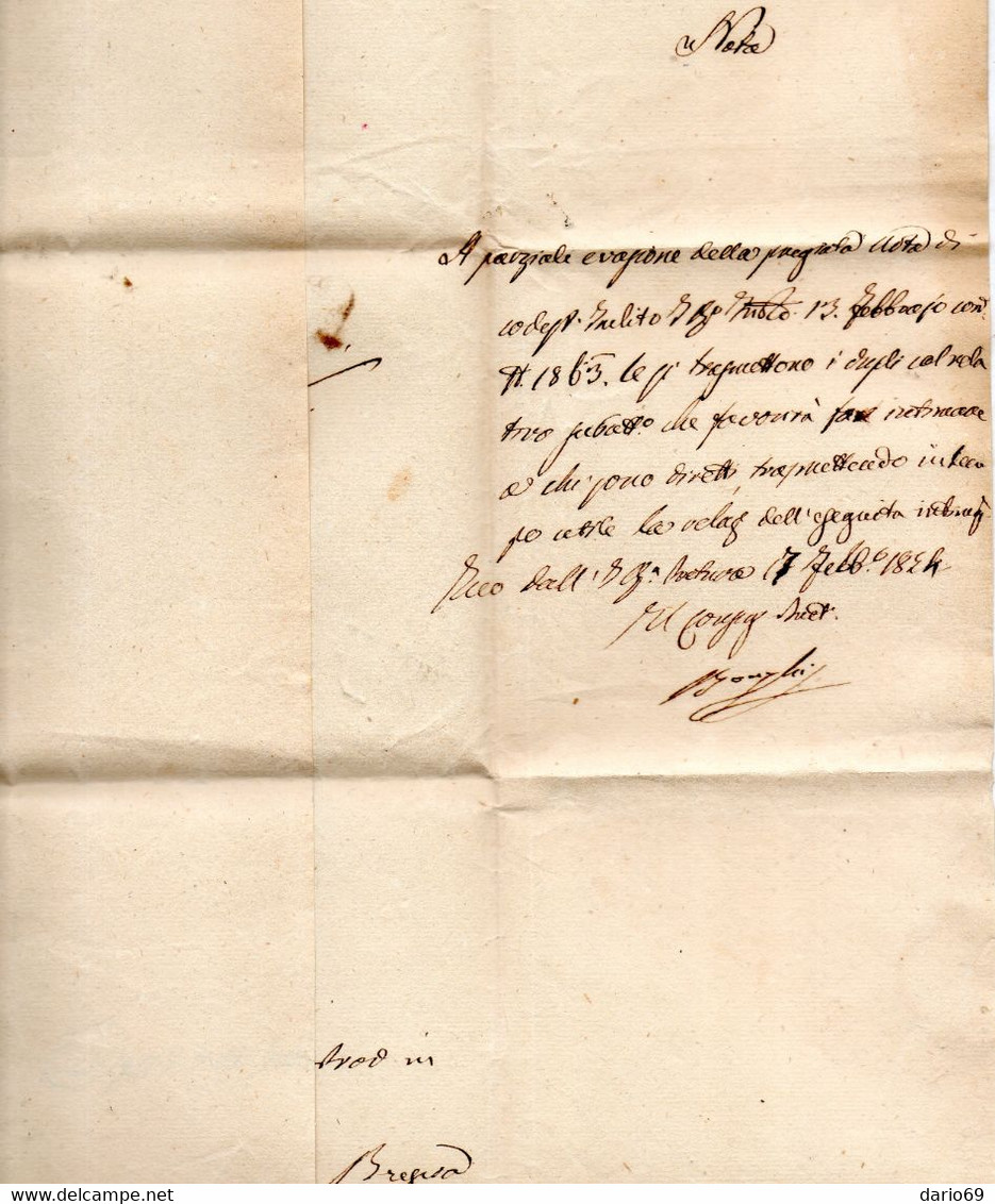 1844  LETTERA CON ANNULLO  ISEO  BRESCIA - Dienstzegels