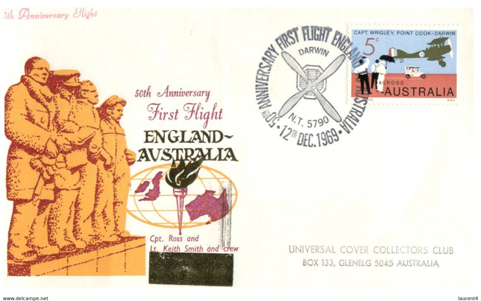 (HH 9) Australia - Souvenir Cover - 1st England To Australia 50th Anniversary Flight (1969) - Erst- U. Sonderflugbriefe