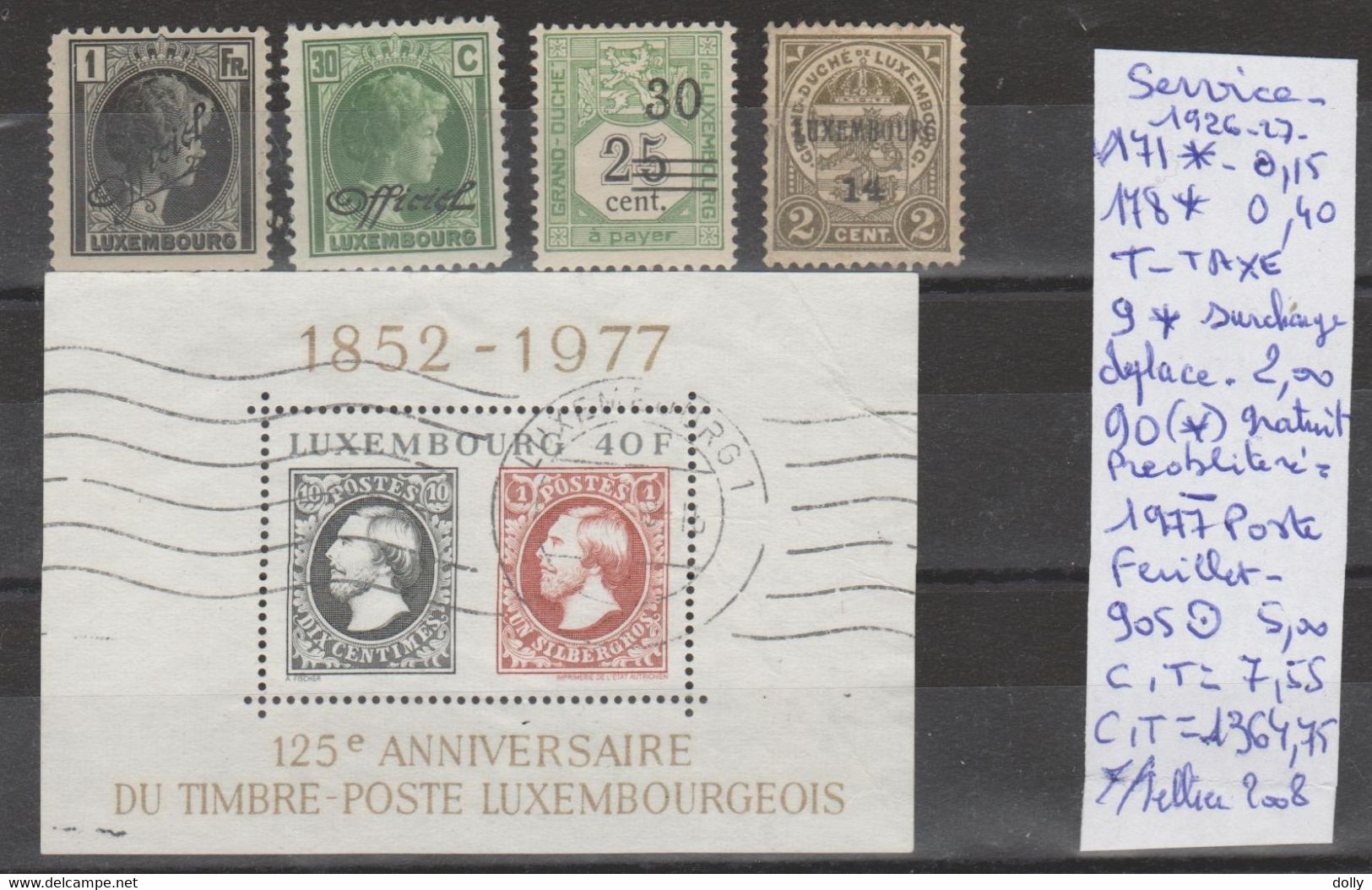 LOT DE TIMBRES DU LUXEMBOURG NEUF **/*/ ° /1859-68-1926-48 Nr VOIR SUR PAPIER AVEC TIMBRES  COTE  1364.75    € - 1852 Wilhelm III.