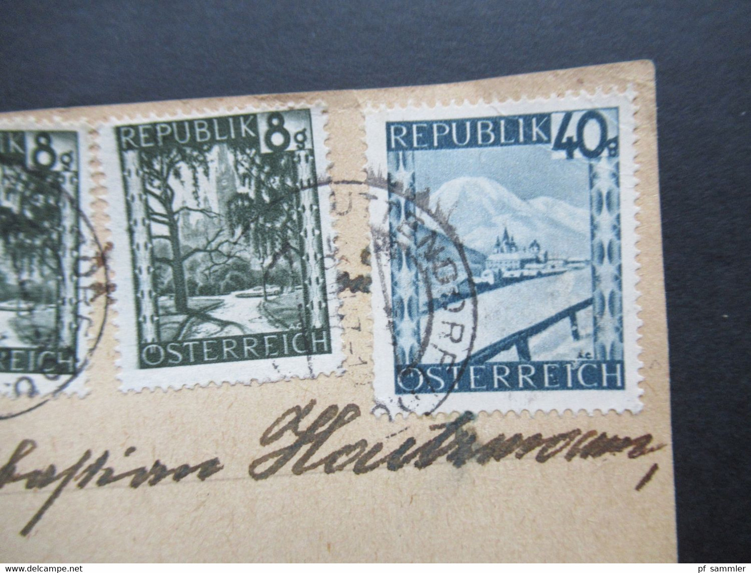 Österreich 1945 Landschaften Nr. 740, 742 (2) Und 757 MiF Auf PK Mit Zensurstempel Military Censorship Civil Mails - Cartas & Documentos