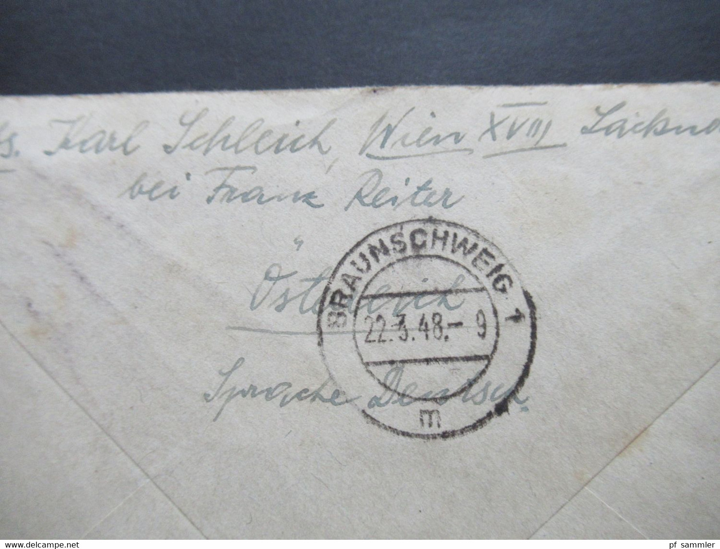 Österreich 1945 /48 Landschaften Nr. 767 (1 Schilling) EF Auslandsbrief Wien - Braunschweig Österreichische Zensurstelle - Storia Postale