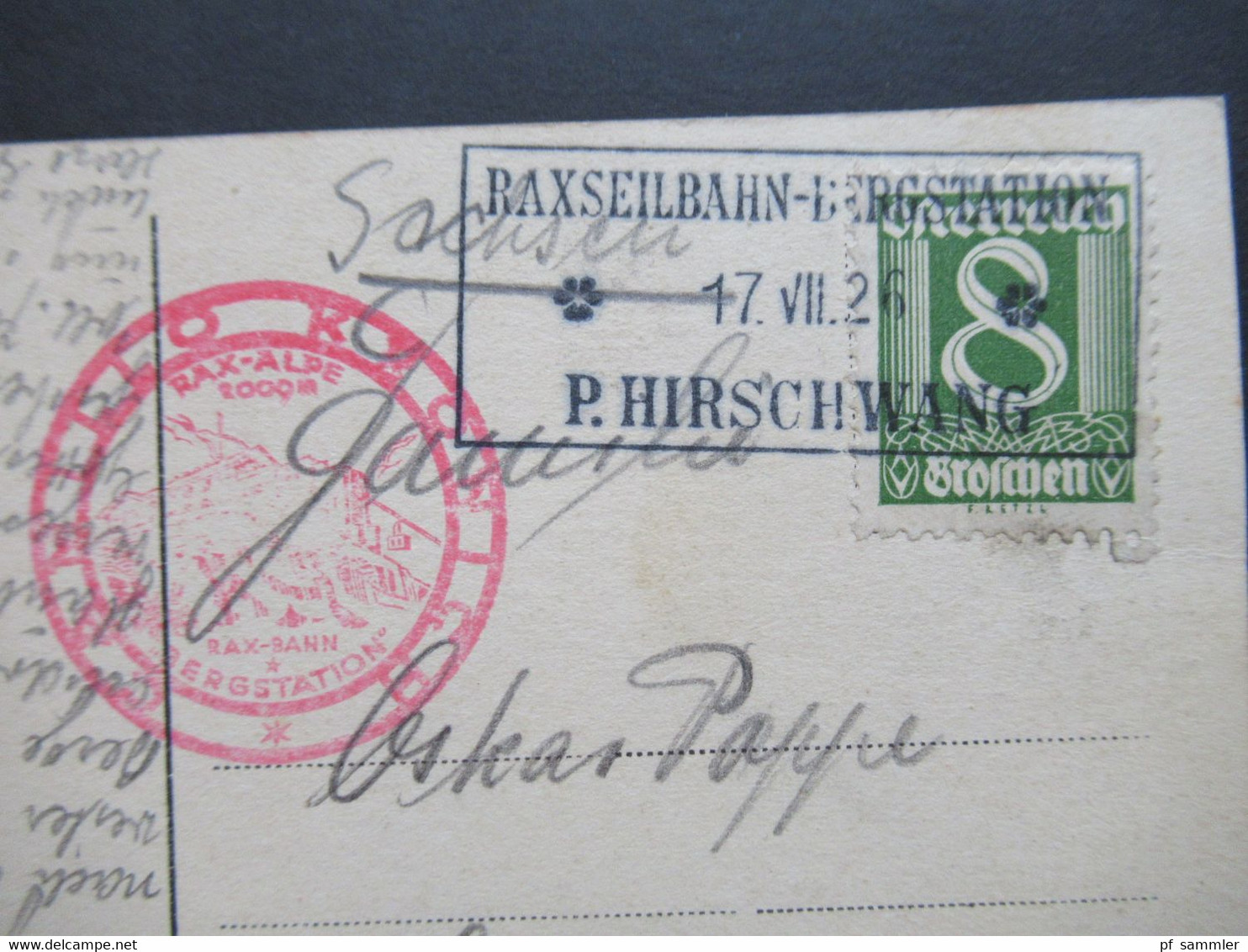 Österreich 1926 AK Rax 2009m Reißtalersteig Roter SST Rax Bahn Und Raxseilbahn Bergstation P. Hirschwang - Lettres & Documents