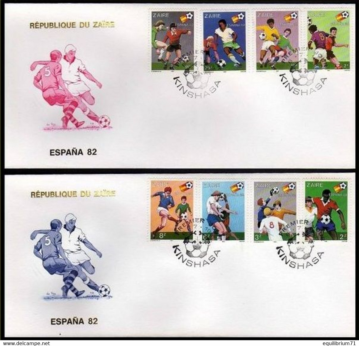 FDC (1100/1107) - Coupe Du Monde De Football / Wereldbeker Voetbal / Fussballweltmeisterschaft - "España 82" - ZAÏRE - 1980-1989