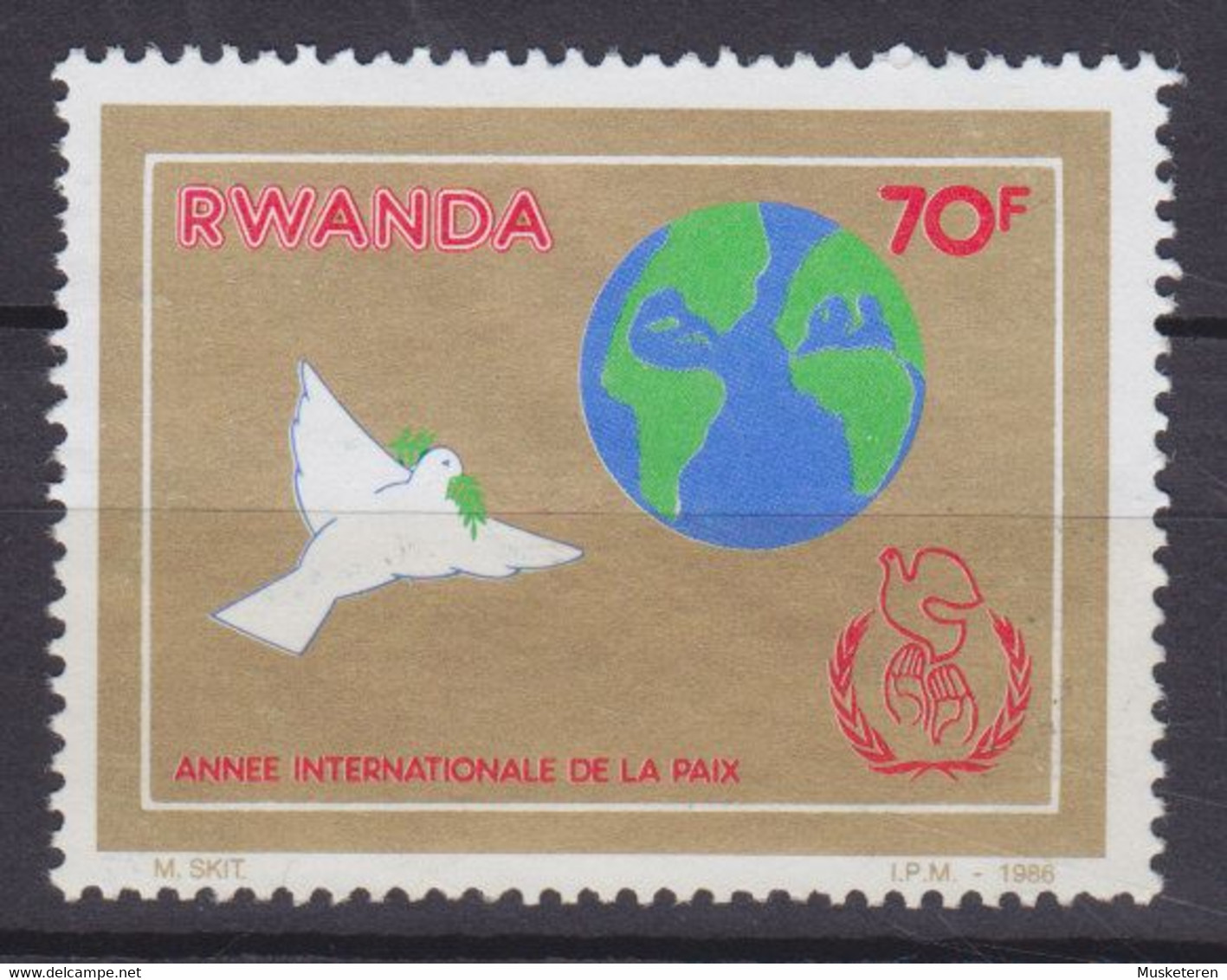 Rwanda 1986 Mi. 1357   70 Fr Christmas Weihnachten Internationales Jahr Des Friedens Friedenstaube Erdkugel Globe (used) - Usados