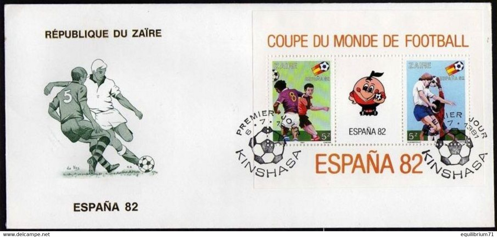 FDC (BL48) - Coupe Du Monde De Football / Wereldbeker Voetbal / Fussballweltmeisterschaft - "España 82" - ZAÏRE - 1980-1989