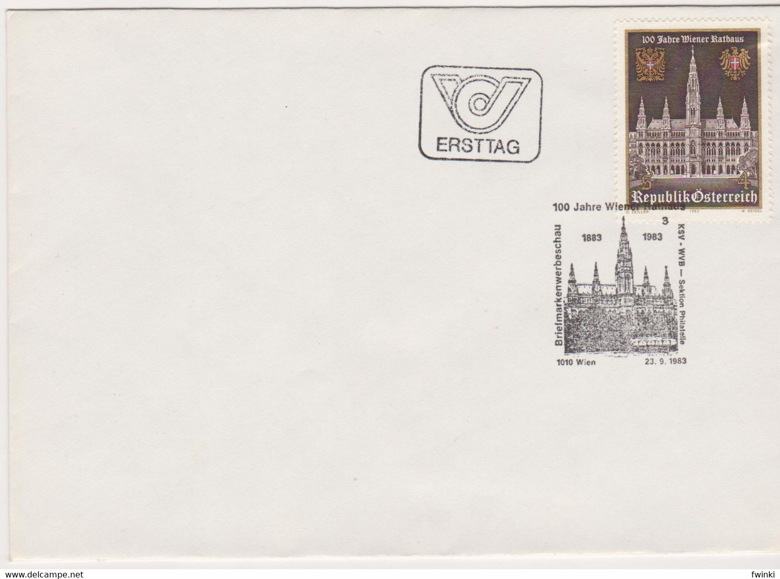Ö 1983 - Mi:1752 (1) , FDC - 100 Jahre Wiener Rathaus , SST 1010 Wien - Lettres & Documents