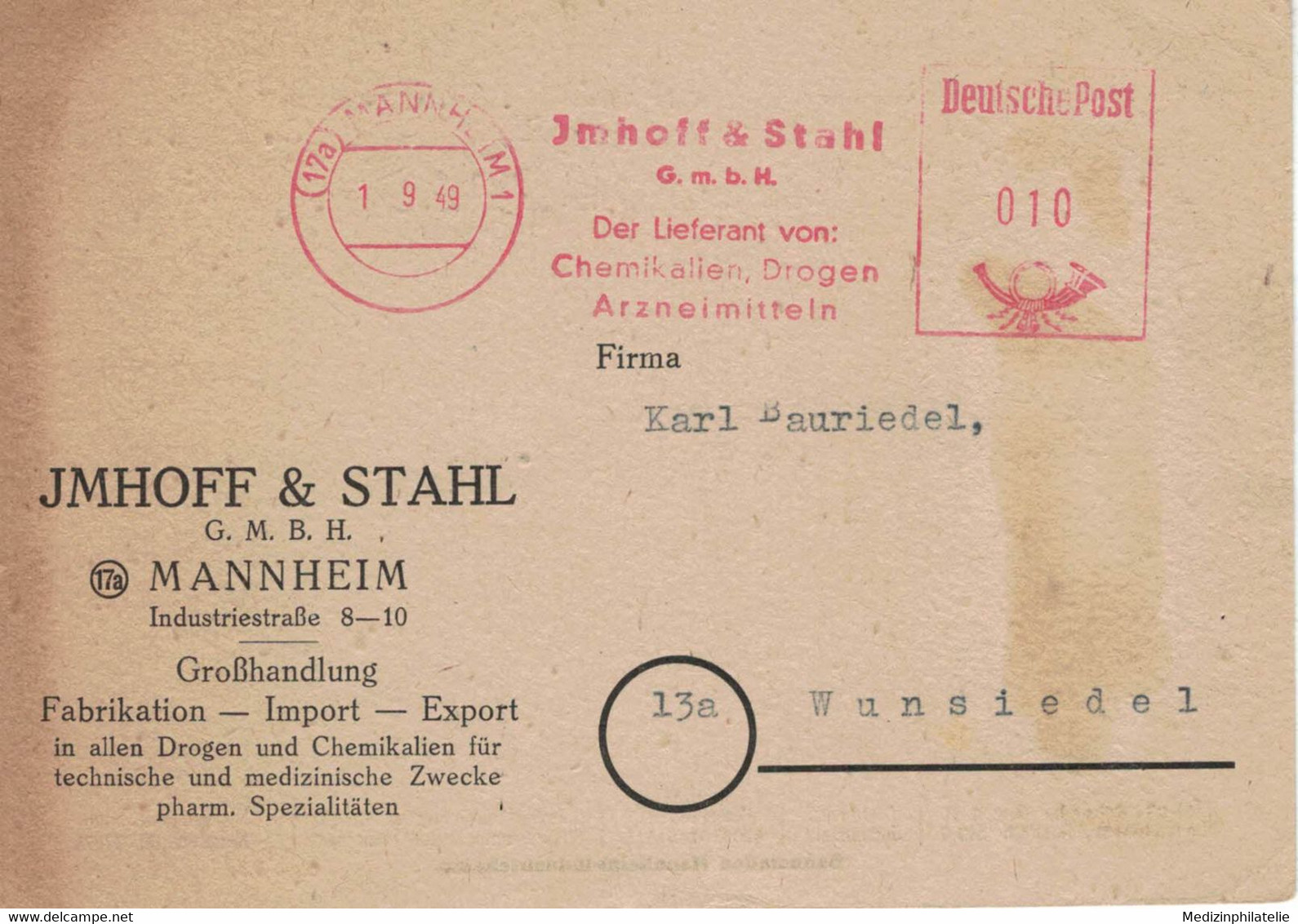 17a Mannheim 1949 Imhoff & STahl Gmbh Chemikalien Drogen Arzneimittel > Wunsiedel - Herba Alchemillae - Pharmacy