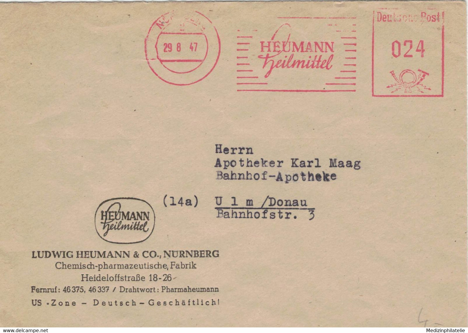 Ludwig Heumann Nürnberg 1947 Heilmittel > Ulm - Pharmacy