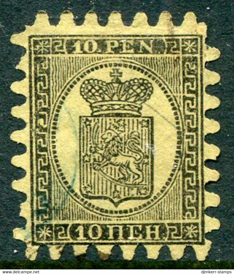FINLAND 1870 10 P. Black/buff  Roulette II, Used.  Michel 7 By - Usados
