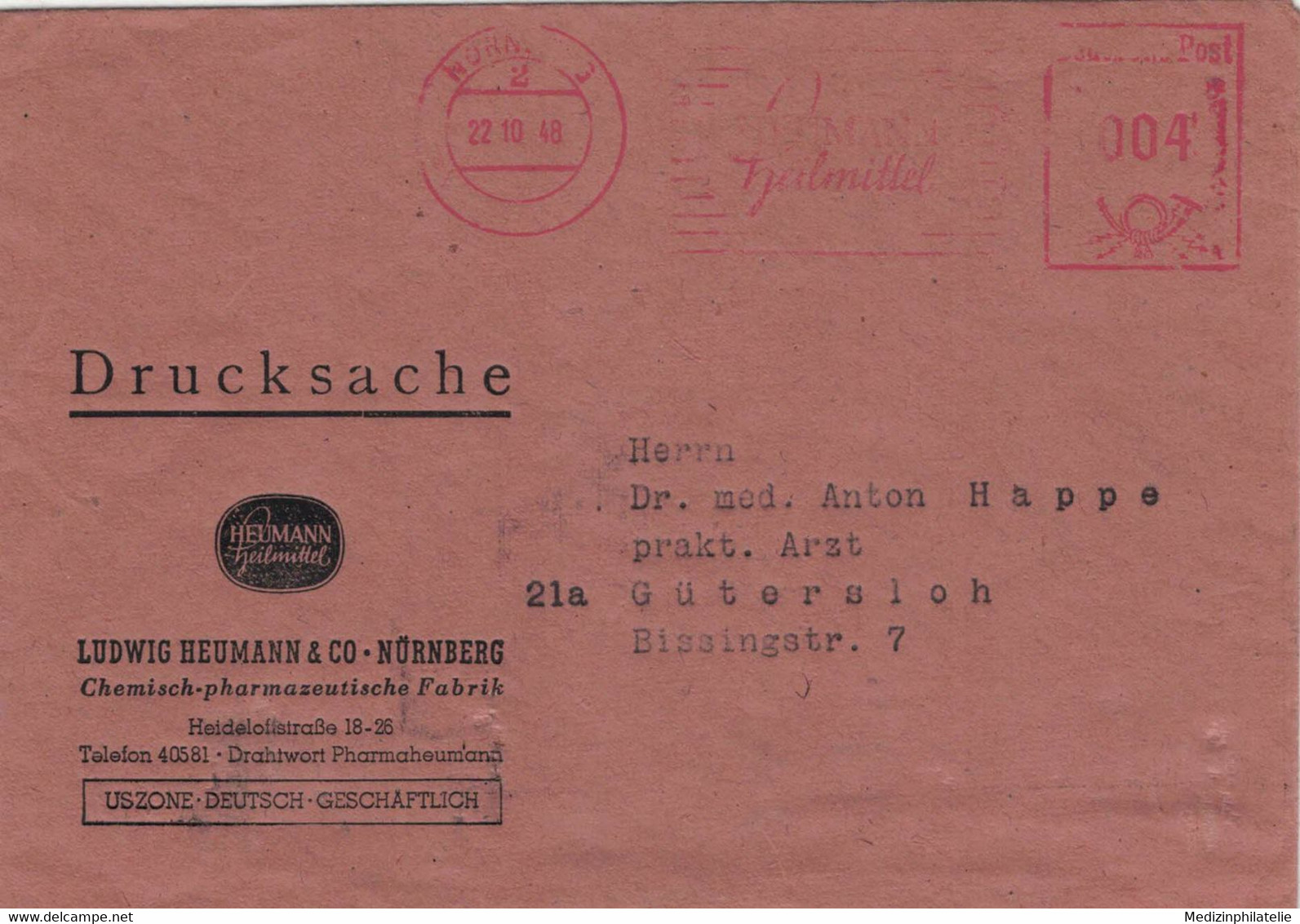 Ludwig Heumann & Co - Chemisch Pharmazeutische Fabrik - Nürnberg - 1948 > Gütersloh - Pharmacy