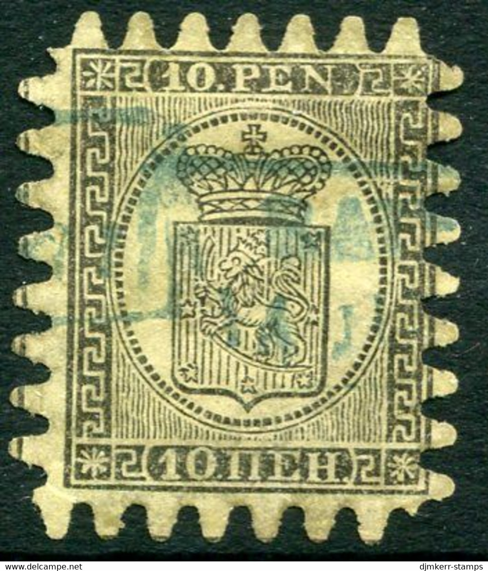 FINLAND 1873 10 P. Black/buff  Roulette III, Used.  Michel 7 Cy - Used Stamps