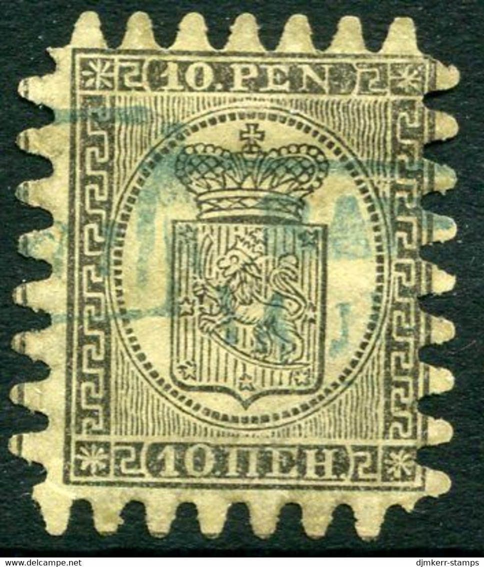 FINLAND 1873 10 P. Black/buff  Roulette III, Used.  Michel 7 Cy - Oblitérés