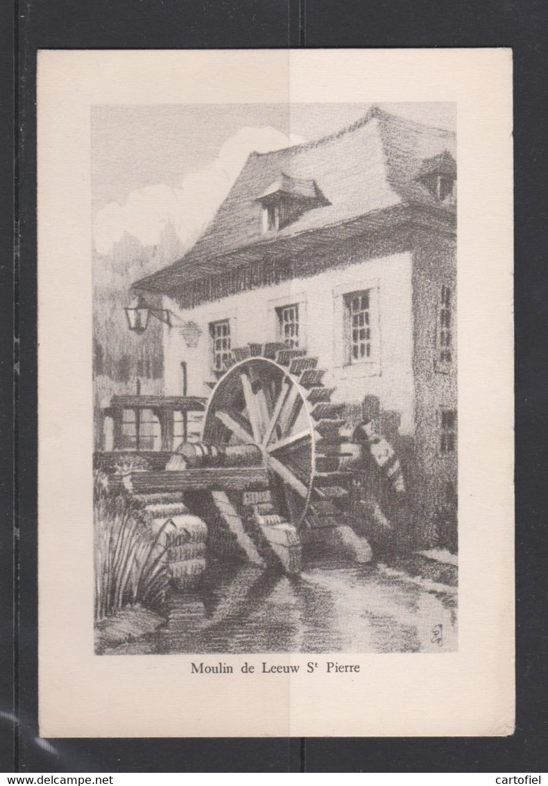 SINT-PIETERS-LEEUW-WATERMOLEN-MOULIN-SPECIALE RECLAMEKAART-LABORATOIRS-CARLIER-SPECIAAL+MOOI-ZIE DE 2 SCANS - Sint-Pieters-Leeuw