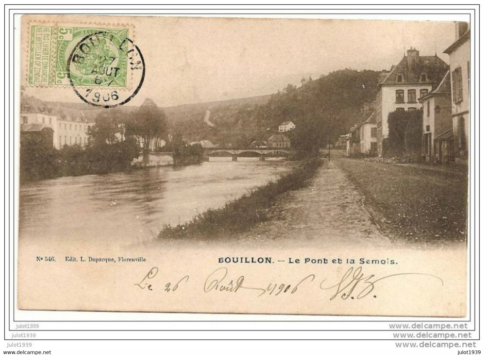 BOUILLON ..-- Le Rempart . 1906 Vers SEDAN ( Melle Félicie DEMAGNY , Institutrice ) . Voir Verso . - Bouillon