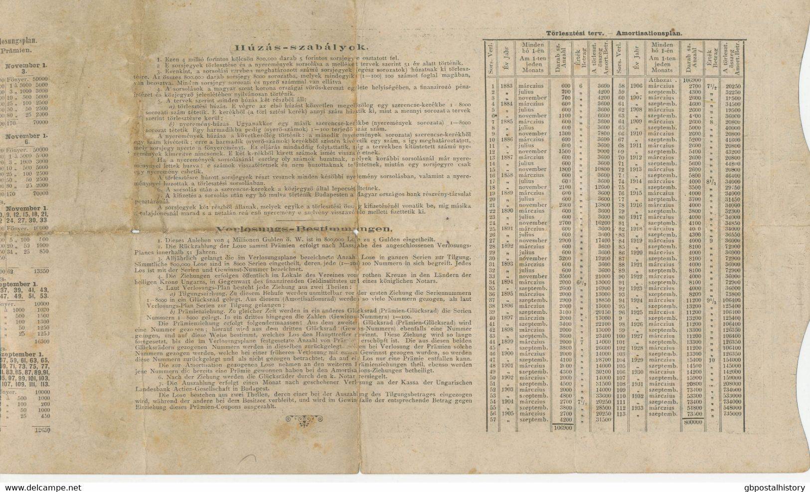 UNGARN 1889, Sehr Dek. Prämienschuldverschreibung über 5 Gulden - ROTEN KREUZ - Banque & Assurance