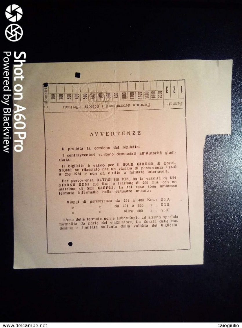 BIGLIETTO - TICKET F.S. - FERROVIE DELLO STATO - GRASSANO GARAGUSO TRICARICO ROMA,  2a CL - 1951 - Europe