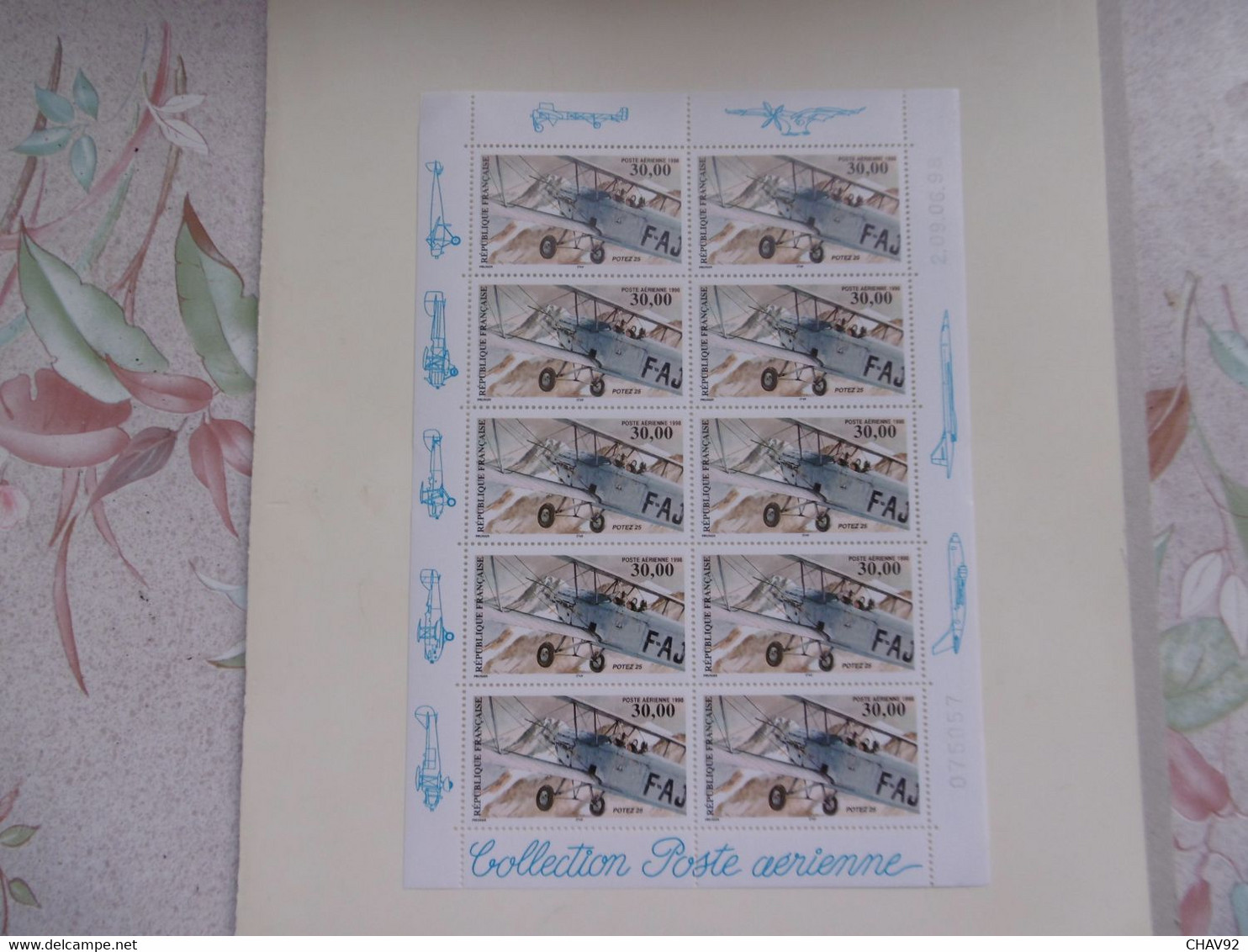 FRANCE   1998  F62a * *    FEUILLET DE 10  BIPLAN POTEZ 25 DATE 2 08 06 98 - 1960-.... Ungebraucht