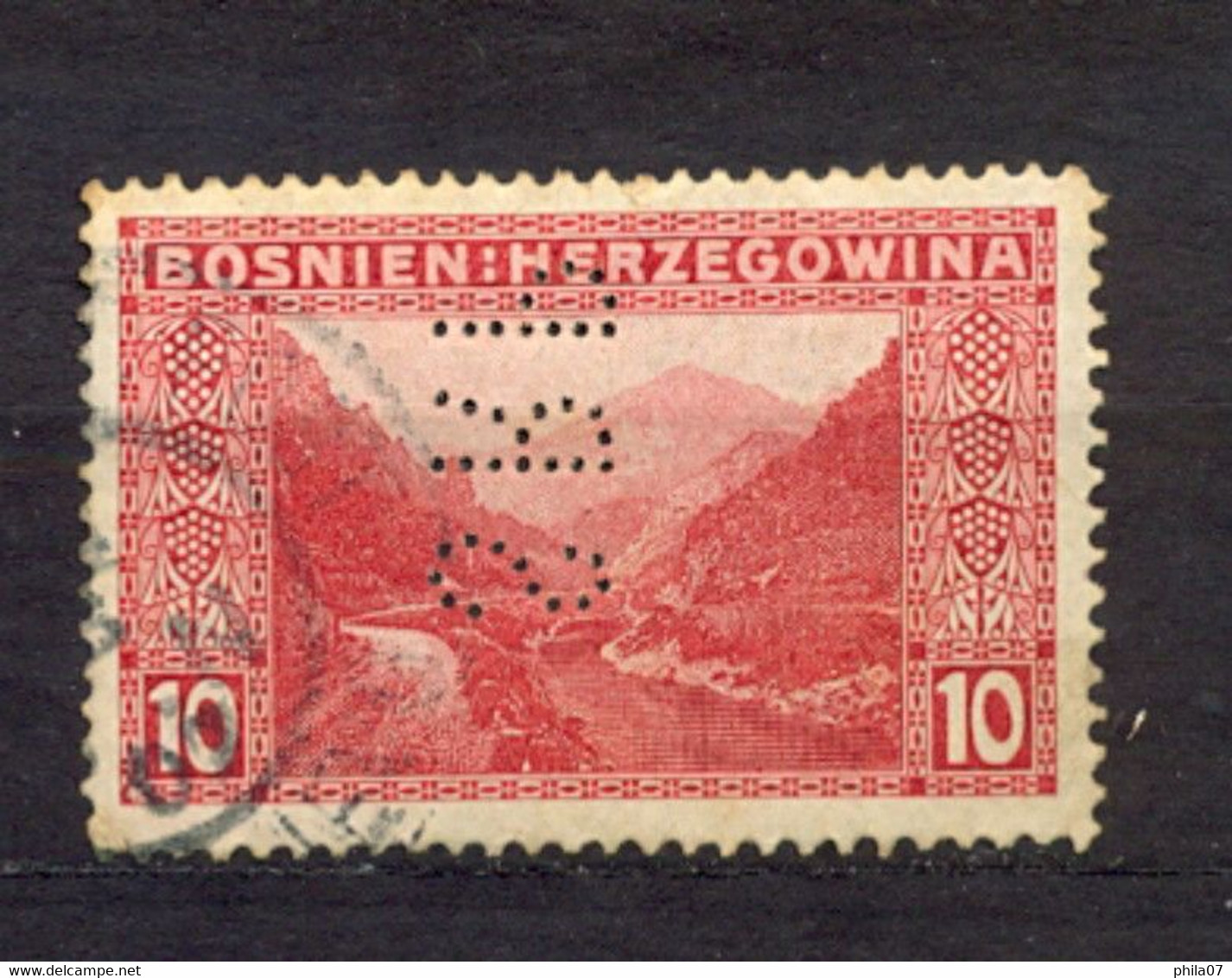 BOSNIA AND HERZEGOVINA - 10 H, Perfin SRP (j.b. Schmarda, Roter&Perschitz), Printing House - Bosnien-Herzegowina