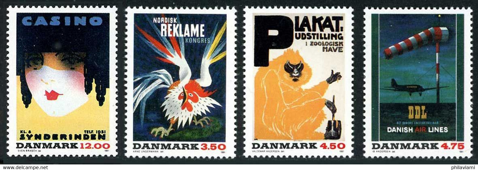 Danemark Denmark Danmark 1991 Affiches Posters Danske Luftfartselskab Danish Airlines Douglas DC-2 - Flugzeuge