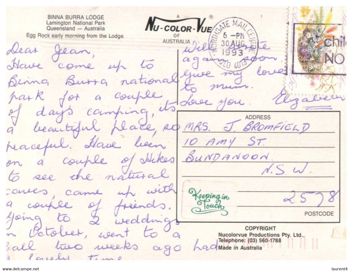 (HH 19) Australia - QLD - Lamington National Park  (written 1993 With Stamp) - Atherton Tablelands