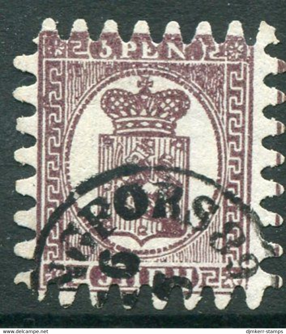 FINLAND 1866 5p Purple-brown Roulette III Used.  Michel 5Cx. - Oblitérés