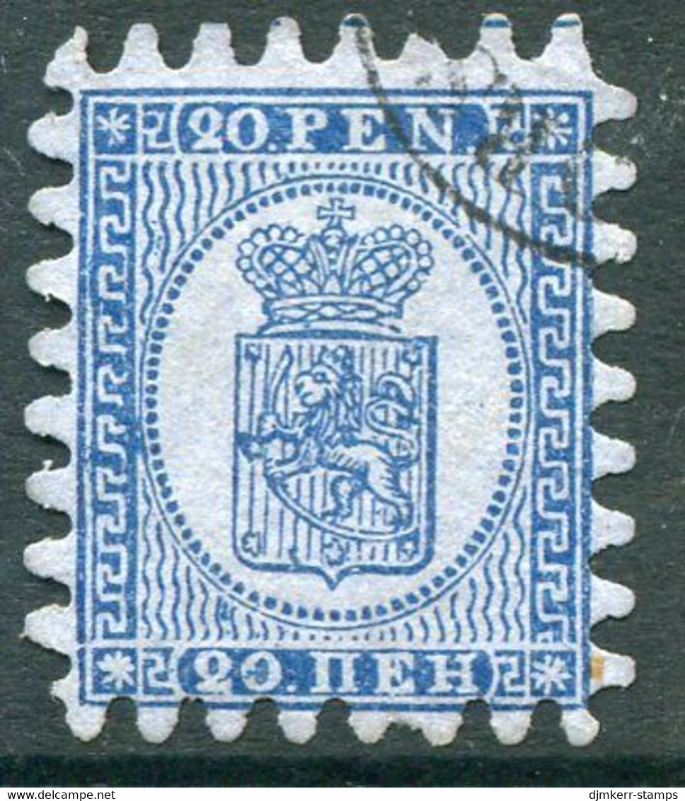 FINLAND 1866 20 P. Blue, Roulette II Fine Used.  Michel 8Bx. - Used Stamps