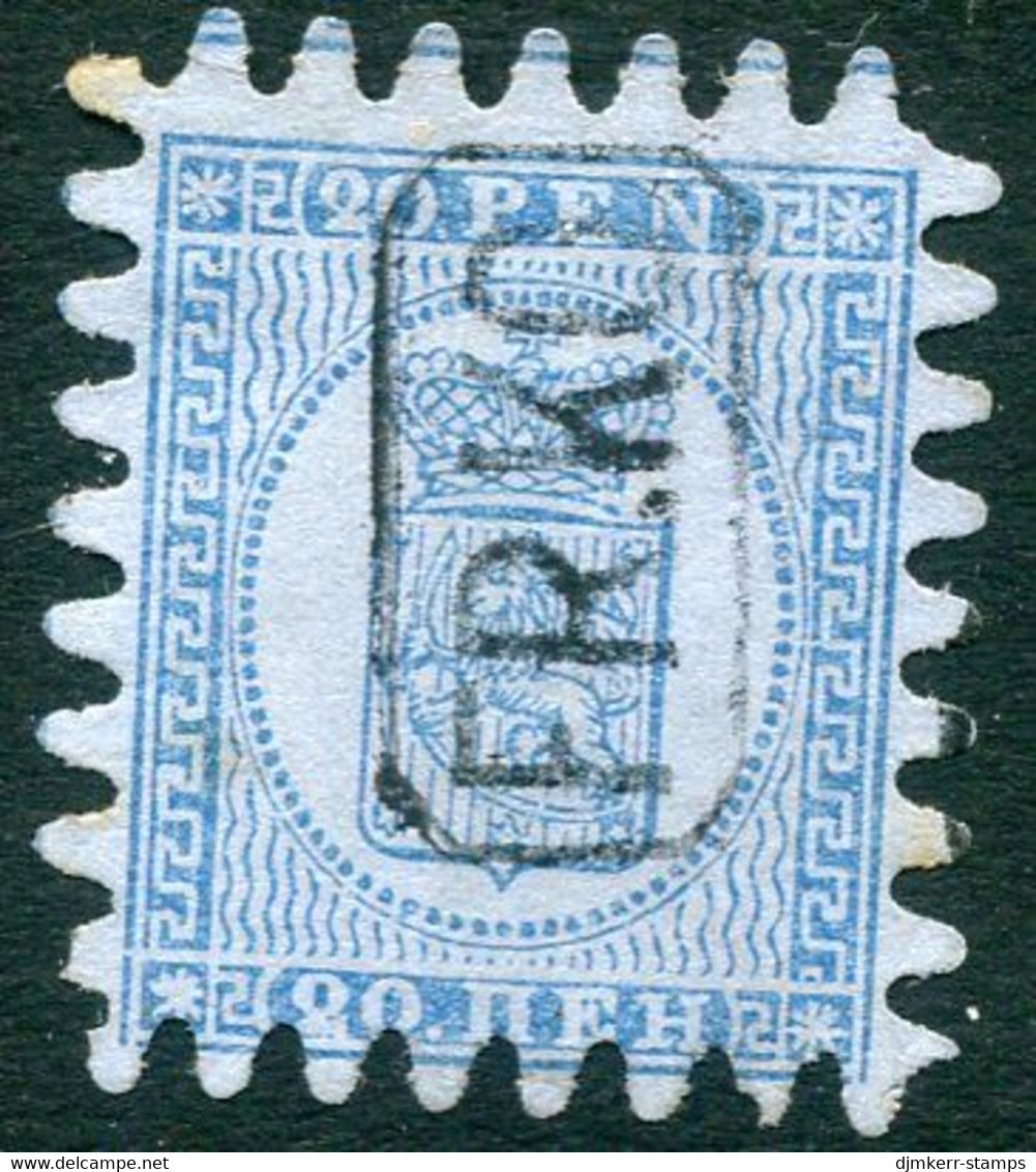 FINLAND 1866 20 P. Blue, Roulette III Fine Used.  Michel 8Bx. - Used Stamps