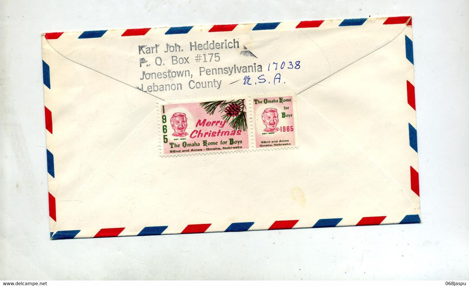 Lettre Entiere 8 C Avion + Noel Cachet Jonestown - 1961-80