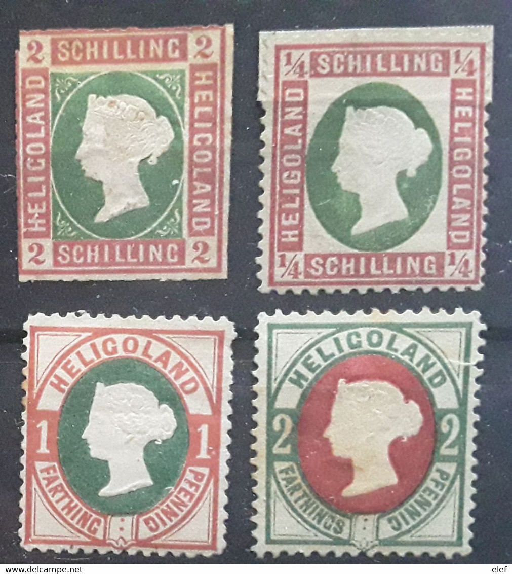 HELIGOLAND 1867 - 1875, Queen Victoria,  4 Timbres Yvert No 3,5,10,11, Neufs * MH Sauf No 11 (*), BTB Cote 80 Euros - Heligoland (1867-1890)